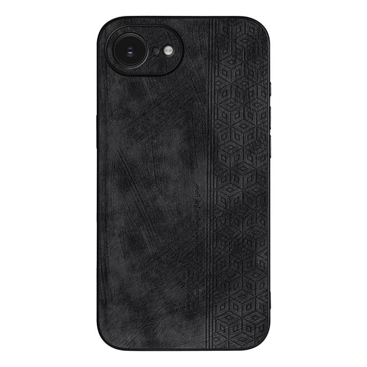 For iPhone 16e AZNS 3D Embossed Skin Feel Phone Case(Black)