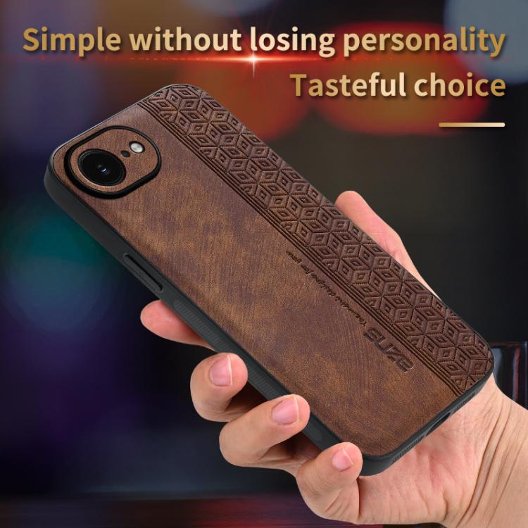 For iPhone 16e AZNS 3D Embossed Skin Feel Phone Case(Black)