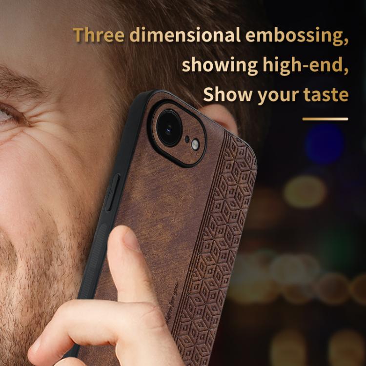 For iPhone 16e AZNS 3D Embossed Skin Feel Phone Case(Sapphire Blue)