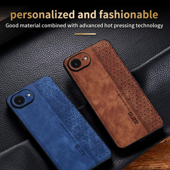 For iPhone 16e AZNS 3D Embossed Skin Feel Phone Case(Sapphire Blue)