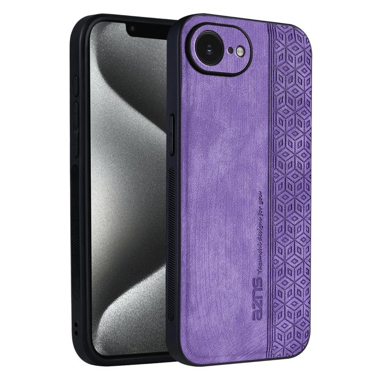 For iPhone 16e AZNS 3D Embossed Skin Feel Phone Case(Purple)