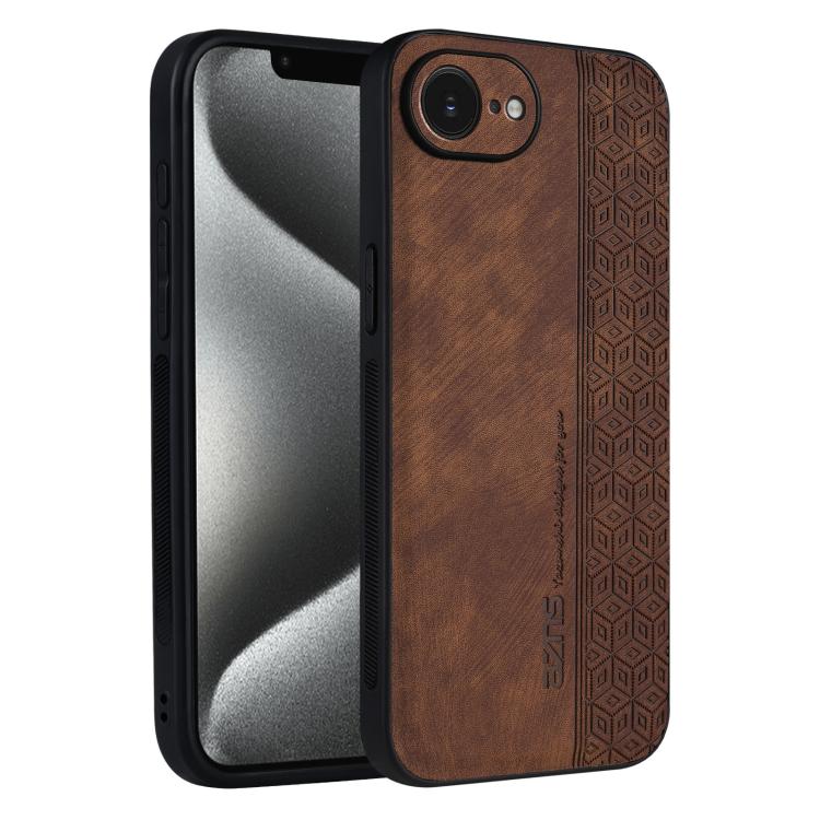 For iPhone 16e AZNS 3D Embossed Skin Feel Phone Case(Brown)