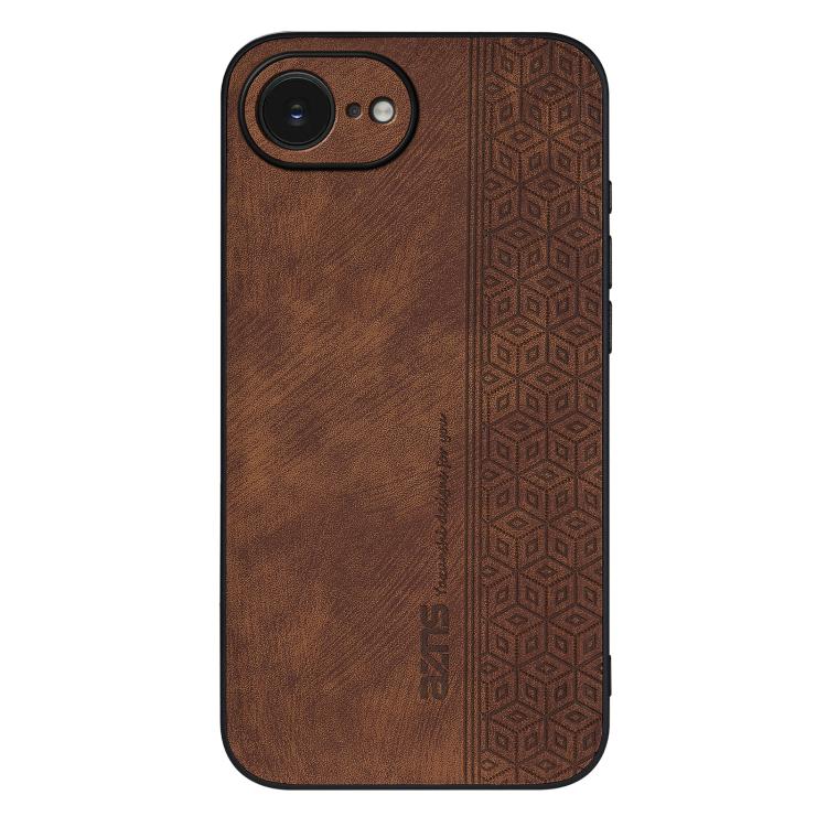For iPhone 16e AZNS 3D Embossed Skin Feel Phone Case(Brown)