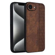 For iPhone 16e AZNS 3D Embossed Skin Feel Phone Case(Brown)