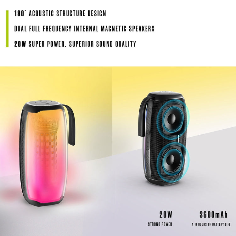 HOPESTAR P50 IPX6 Water-resistant Outdoor Portable RGB Light Bluetooth Speaker(Grey)