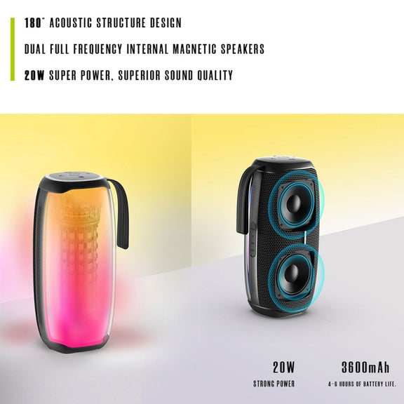 HOPESTAR P50 IPX6 Water-resistant Outdoor Portable RGB Light Bluetooth Speaker(Grey)