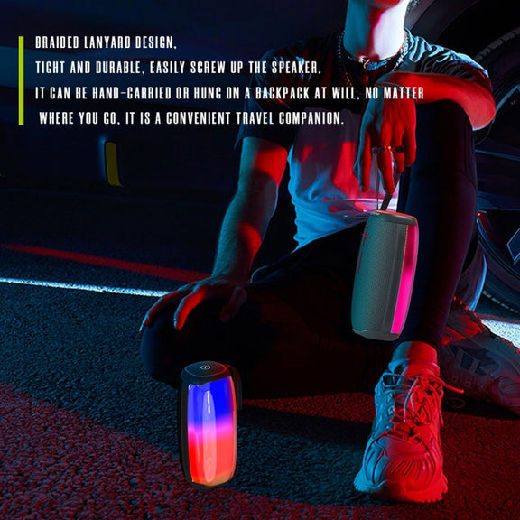 HOPESTAR P50 IPX6 Water-resistant Outdoor Portable RGB Light Bluetooth Speaker(Black)
