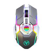 HXSJ T30 2400DPI RGB 2.4GHz Wireless Mouse(Metallic Grey)