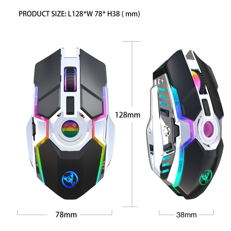 HXSJ T30 2400DPI RGB 2.4GHz Wireless Mouse(Black)