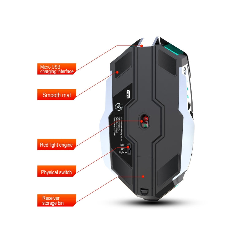 HXSJ T30 2400DPI RGB 2.4GHz Wireless Mouse(Black)