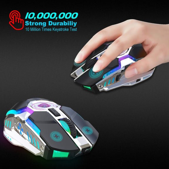 HXSJ T30 2400DPI RGB 2.4GHz Wireless Mouse(Black)