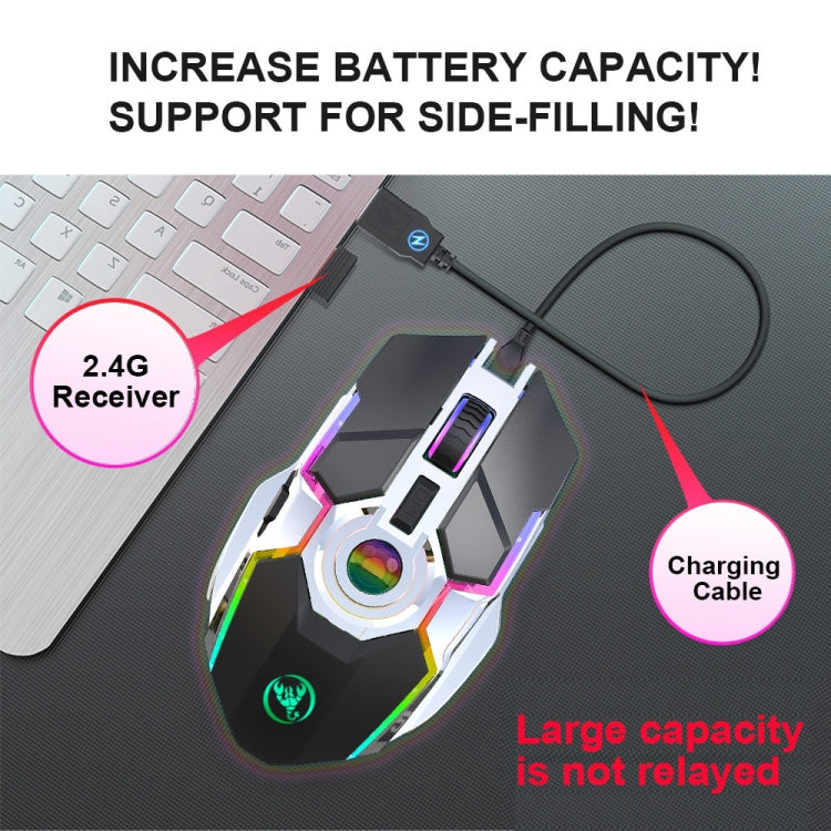 HXSJ T30 2400DPI RGB 2.4GHz Wireless Mouse(Black)