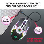 HXSJ T30 2400DPI RGB 2.4GHz Wireless Mouse(Black)