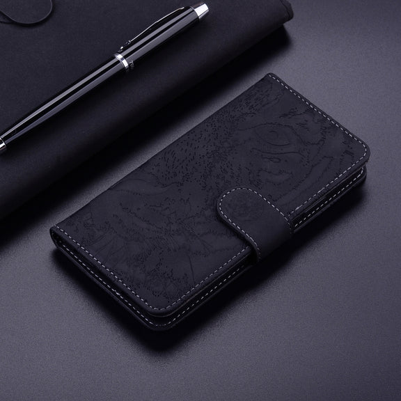 For Honor Magic6 Pro Tiger Embossing Pattern Flip Leather Phone Case(Black)