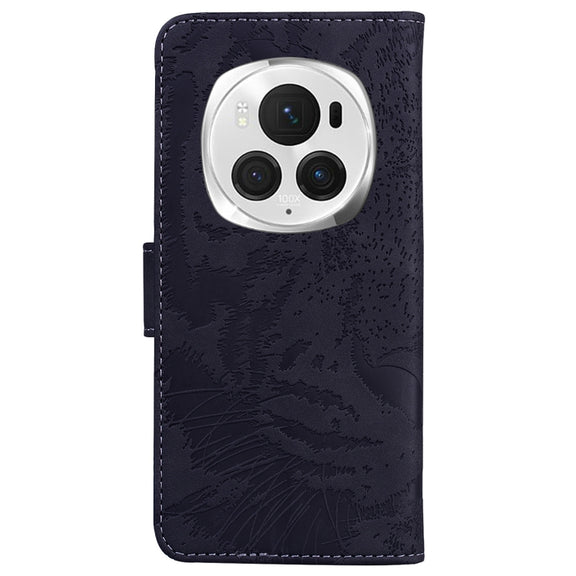 For Honor Magic6 Pro Tiger Embossing Pattern Flip Leather Phone Case(Black)