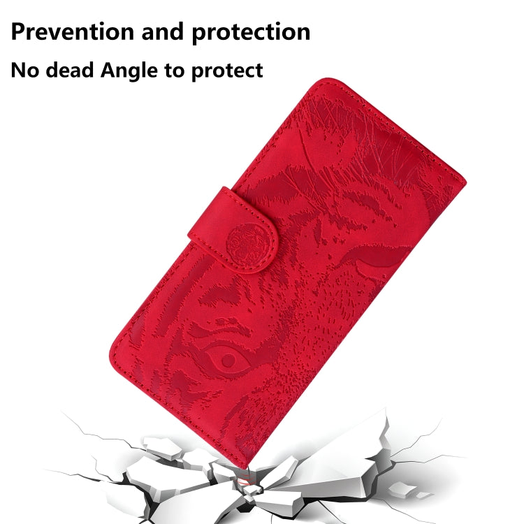 For Honor Magic6 Pro Tiger Embossing Pattern Flip Leather Phone Case(Red)