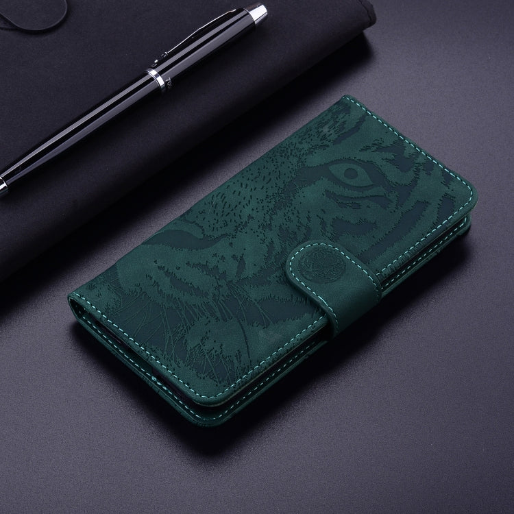 For Honor Magic6 Pro Tiger Embossing Pattern Flip Leather Phone Case(Green)