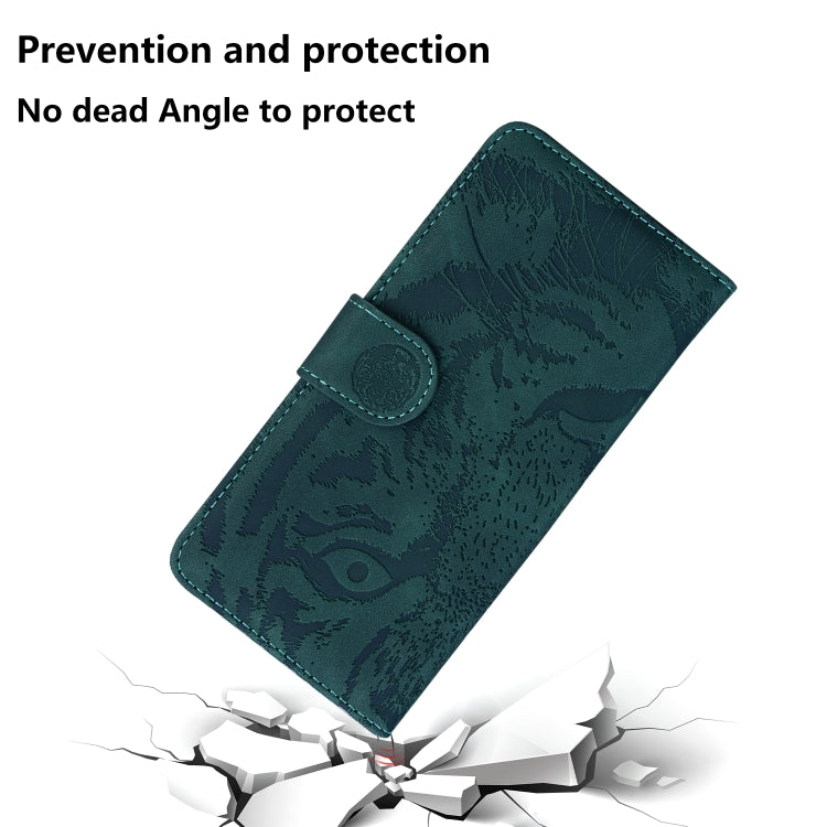For Honor Magic6 Pro Tiger Embossing Pattern Flip Leather Phone Case(Green)