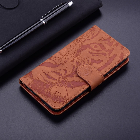 For Honor Magic6 Pro Tiger Embossing Pattern Flip Leather Phone Case(Brown)