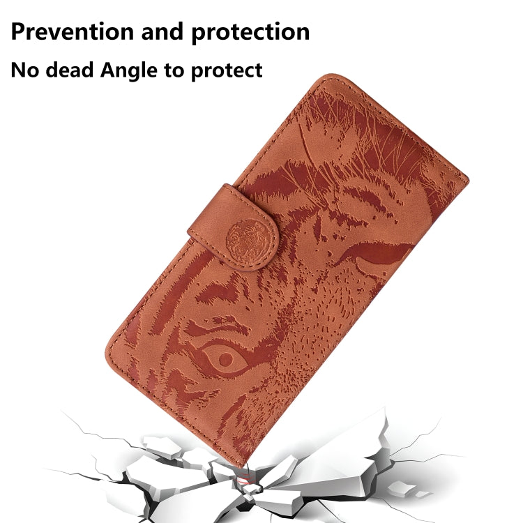 For Honor Magic6 Pro Tiger Embossing Pattern Flip Leather Phone Case(Brown)