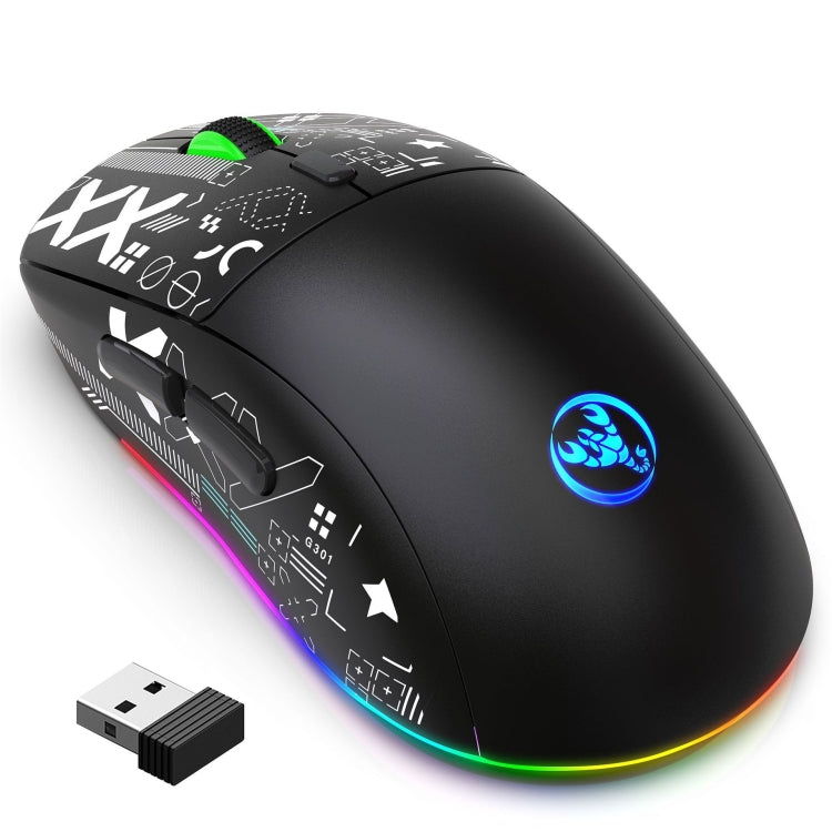 HXSJ T90 RGB Light Three-mode Wireless Gaming Mouse(Black)