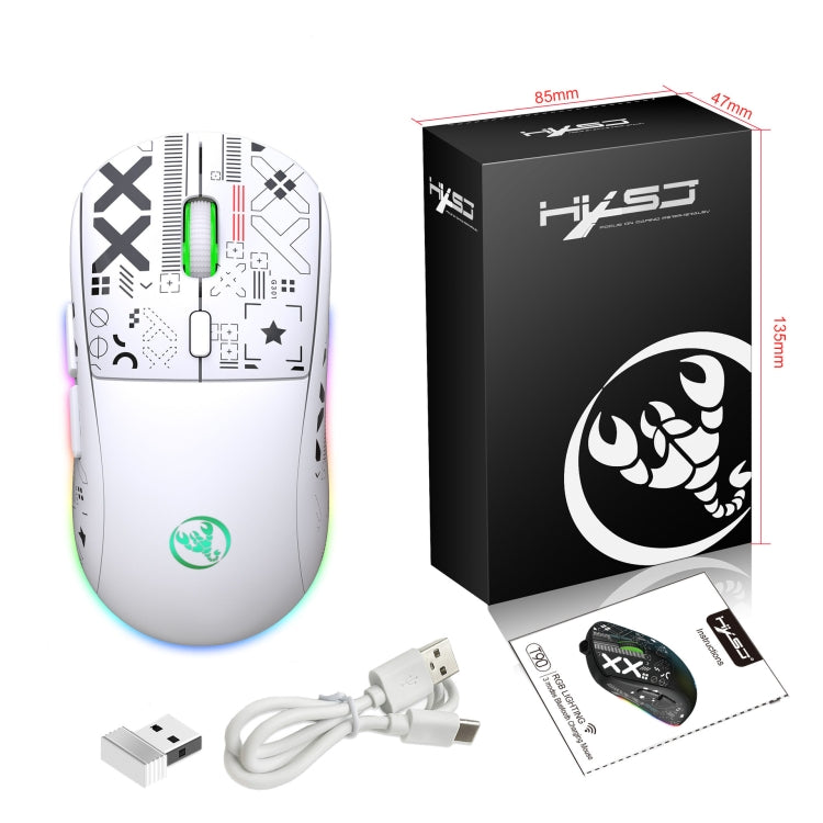 HXSJ T90 RGB Light Three-mode Wireless Gaming Mouse(White)