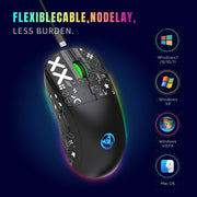 HXSJ T90 RGB Light Three-mode Wireless Gaming Mouse(Black)
