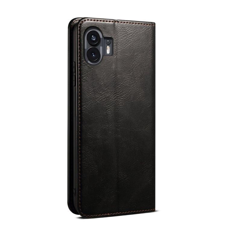 For Nothing Phone 2 Oil Wax Crazy Horse Texture Leather Phone Case(Black)