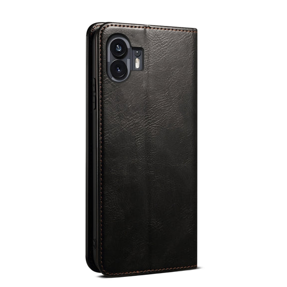 For Nothing Phone 2 Oil Wax Crazy Horse Texture Leather Phone Case(Black)