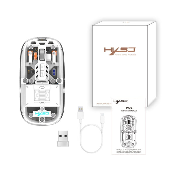 HXSJ T900 Transparent Magnet Three-mode Wireless Gaming Mouse(White)