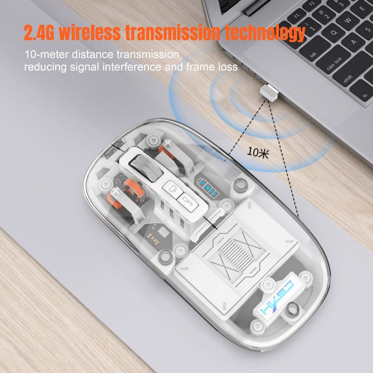 HXSJ T900 Transparent Magnet Three-mode Wireless Gaming Mouse(White)
