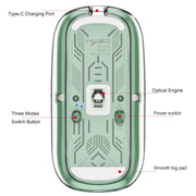 HXSJ T900 Transparent Magnet Three-mode Wireless Gaming Mouse(Bean Green)