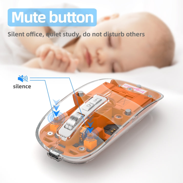 HXSJ T900 Transparent Magnet Three-mode Wireless Gaming Mouse(Bean Green)