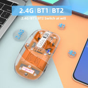 HXSJ T900 Transparent Magnet Three-mode Wireless Gaming Mouse(Pink)