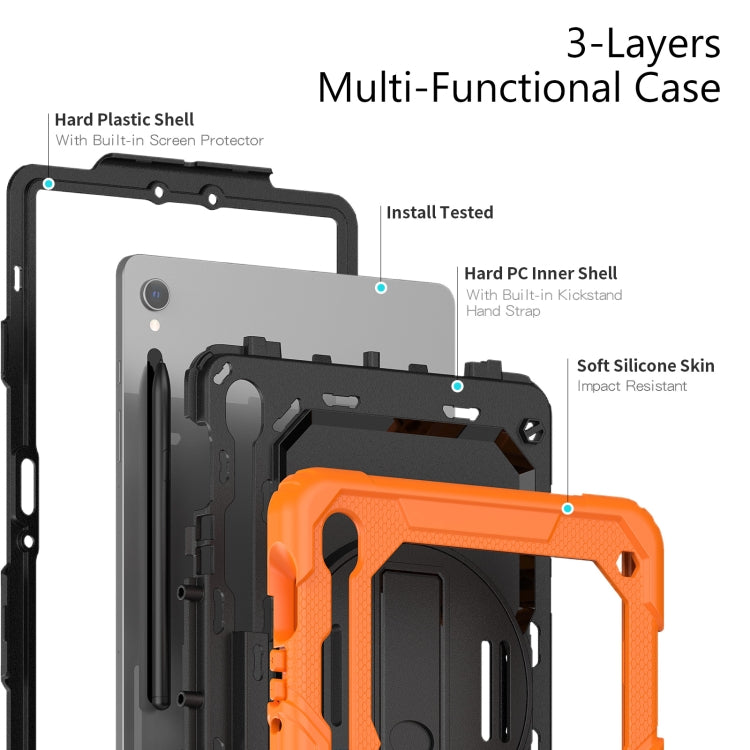 For Samsung Galaxy Tab S9 / S8 / S7 Silicone + PC Tablet Case(Orange+Black)