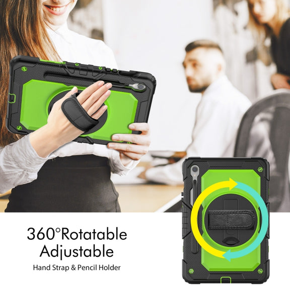 For Samsung Galaxy Tab S8 / S7 Silicone Hybrid PC Tablet Protective Case(Black+Yellow Green)