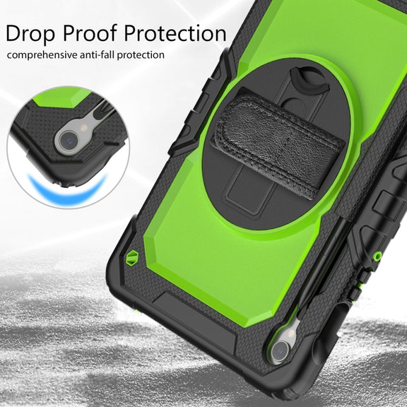 For Samsung Galaxy Tab S8 / S7 Silicone Hybrid PC Tablet Protective Case(Black+Yellow Green)