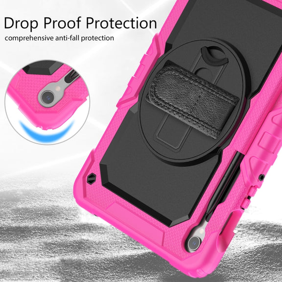 For Samsung Galaxy Tab S9 / S8 / S7 Silicone + PC Tablet Case(Rose Red+Black)