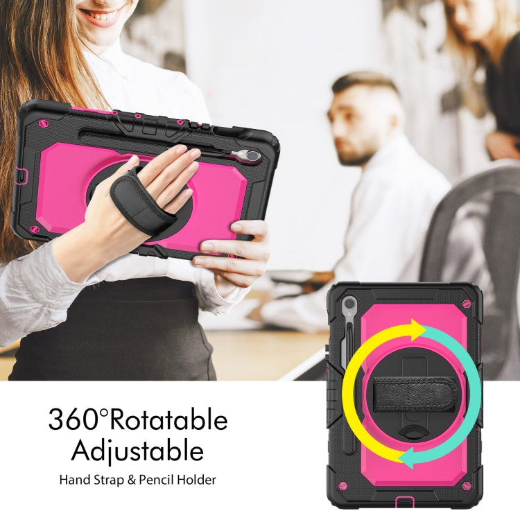 For Samsung Galaxy Tab S9 / S8 / S7 Silicone + PC Tablet Case(Black+Rose Red)