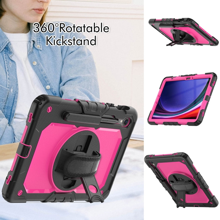 For Samsung Galaxy Tab S9 / S8 / S7 Silicone + PC Tablet Case(Black+Rose Red)