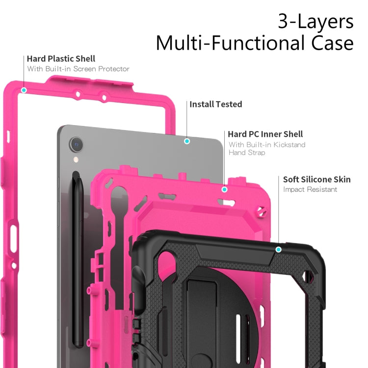 For Samsung Galaxy Tab S9 / S8 / S7 Silicone + PC Tablet Case(Black+Rose Red)