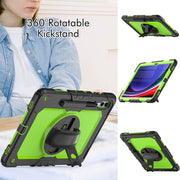 For Samsung Galaxy Tab S10+ / S9+ / S9 FE+ Silicone + PC Tablet Case(Black+Yellow Green)