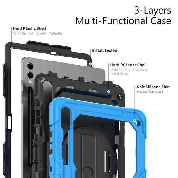 For Samsung Galaxy Tab S9+ / S8+ Silicone + PC Tablet Case(Light Blue+Black)