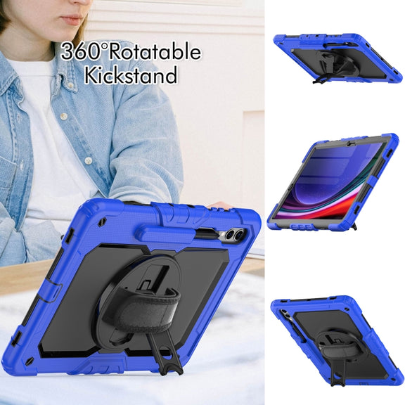 For Samsung Galaxy Tab S10+ / S9+ / S9 FE+ Silicone Hybrid PC Tablet Protective Case(Dark Blue+Black)