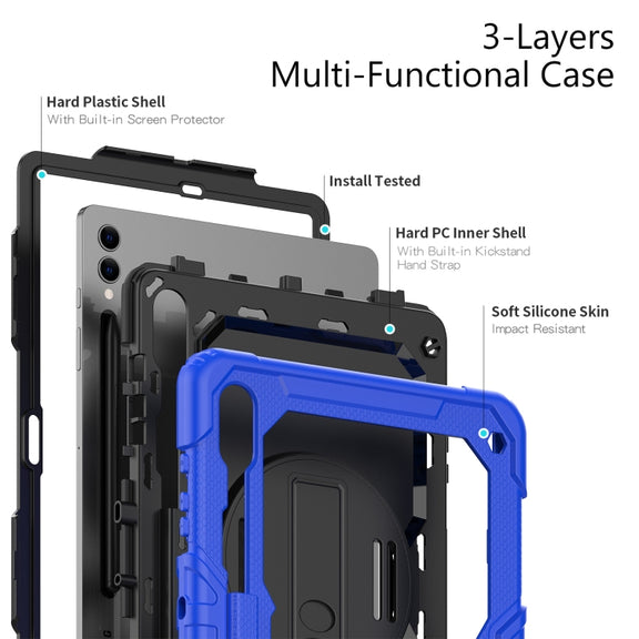 For Samsung Galaxy Tab S10+ / S9+ / S9 FE+ Silicone Hybrid PC Tablet Protective Case(Dark Blue+Black)