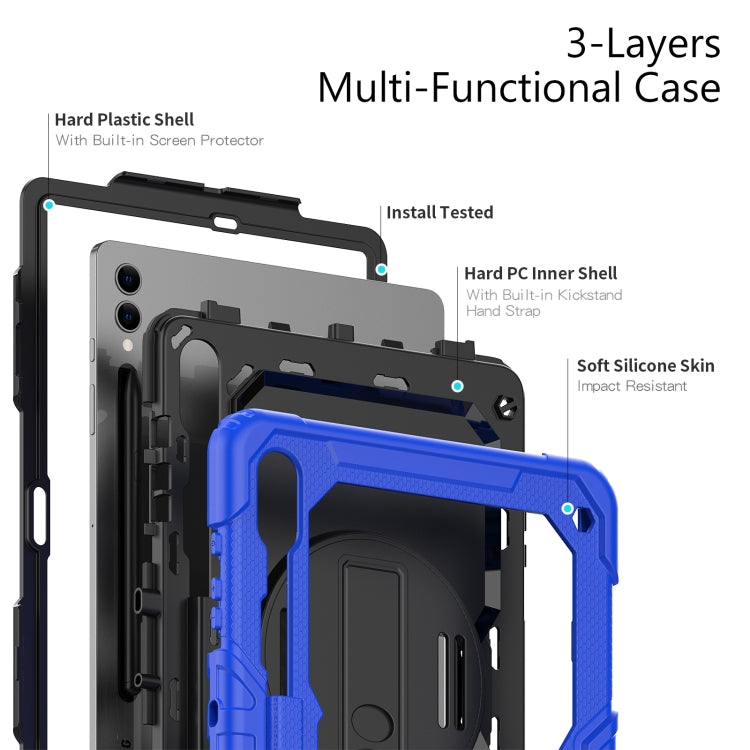 For Samsung Galaxy Tab S10+ / S9+ / S9 FE+ Silicone Hybrid PC Tablet Protective Case(Dark Blue+Black)