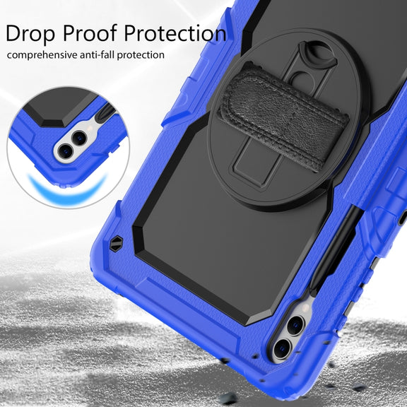 For Samsung Galaxy Tab S10+ / S9+ / S9 FE+ Silicone Hybrid PC Tablet Protective Case(Dark Blue+Black)