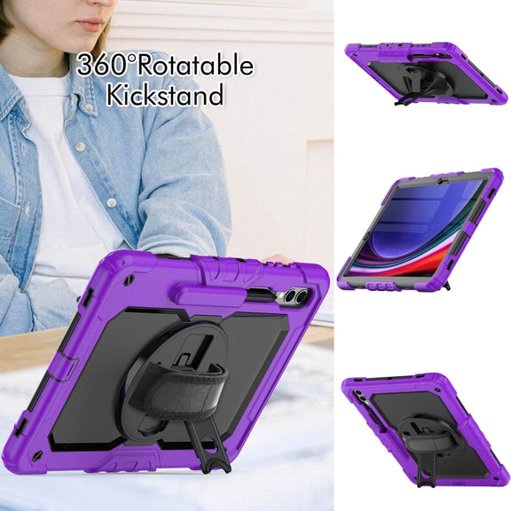 For Samsung Galaxy Tab S10+ / S9+ / S9 FE+ Silicone Hybrid PC Tablet Protective Case(Purple+Black)