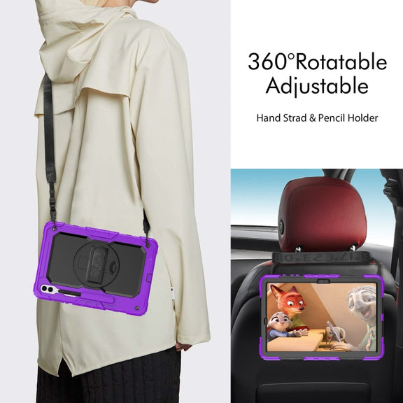 For Samsung Galaxy Tab S10+ / S9+ / S9 FE+ Silicone Hybrid PC Tablet Protective Case(Purple+Black)