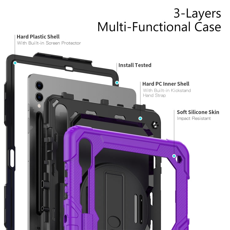 For Samsung Galaxy Tab S10+ / S9+ / S9 FE+ Silicone Hybrid PC Tablet Protective Case(Purple+Black)